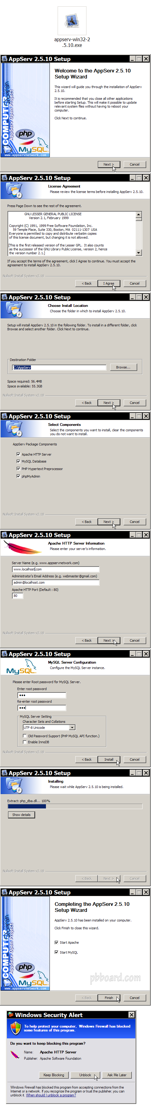 برنامج سيرفر AppServ 2.5.10 لتركيب منتداك على جهازك متوافق مع PBBoard