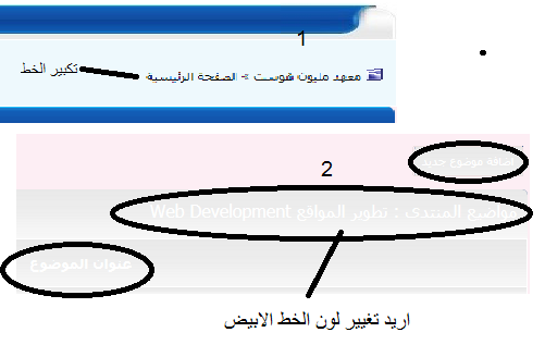 تغيير لون وحجم الخطوط الاتية